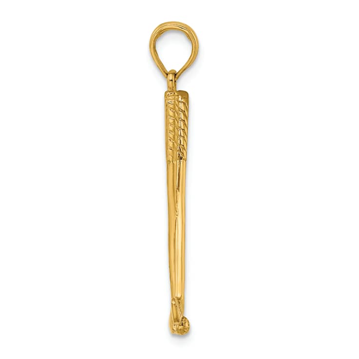 14k Yellow Gold 3D Textured Double Golf Clubs with Ball Charm