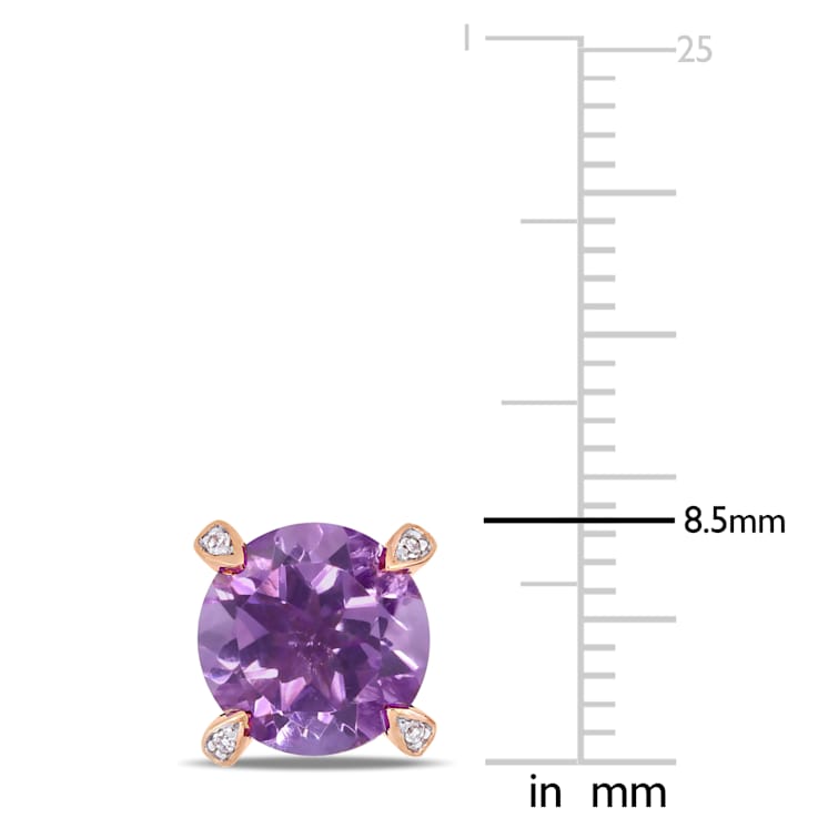 Amethyst and Diamond 10K Pink Gold Earrings 3.02ctw