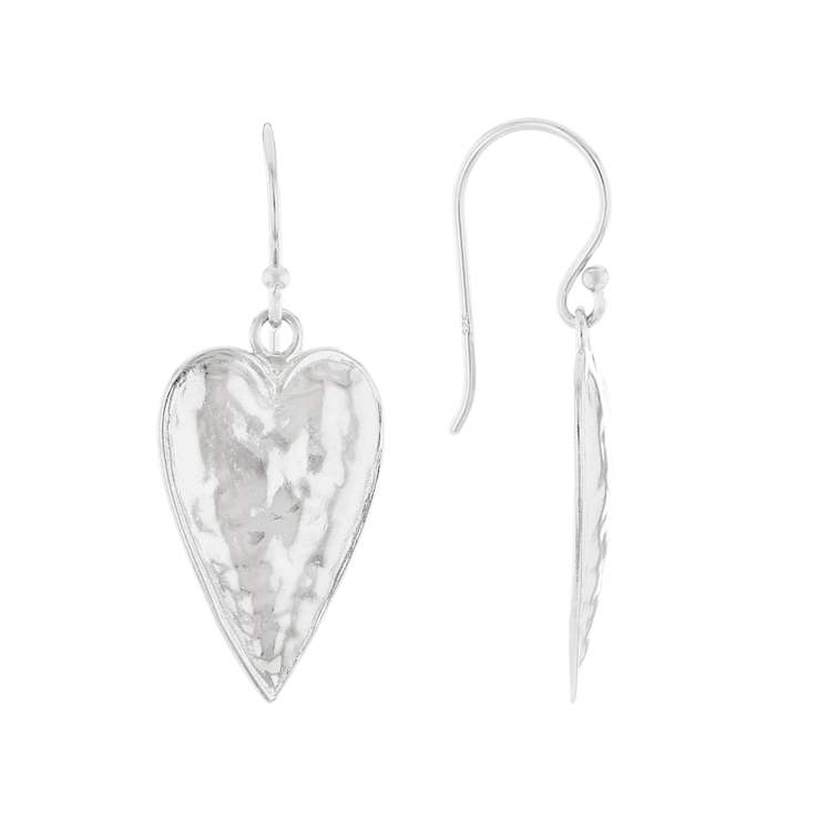 Heart Drop Earrings In Sterling Silver