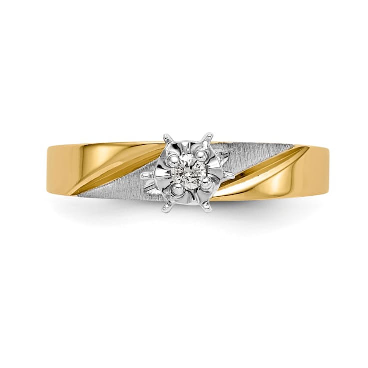 14K Yellow Gold AA Quality Engagement Ring 0.07ctw