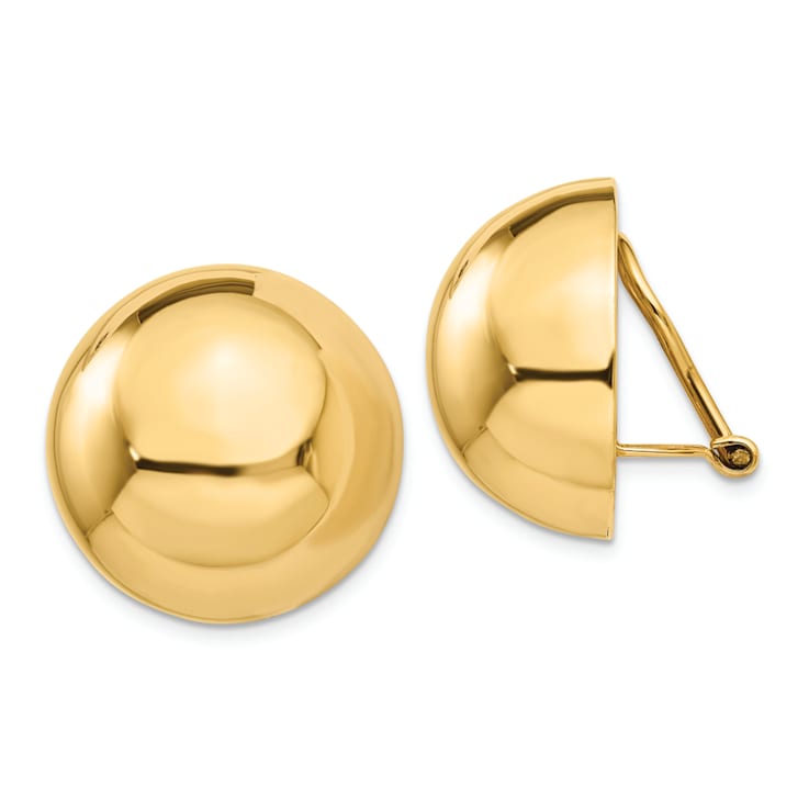 14k Yellow Gold 20mm Half Ball Non-Pierced Stud Earrings