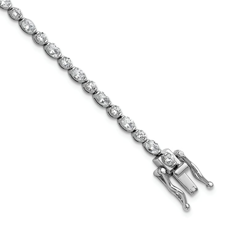 Rhodium Over Sterling Silver Polished Round and Oval Cubic Zirconia
Tennis Bracelet