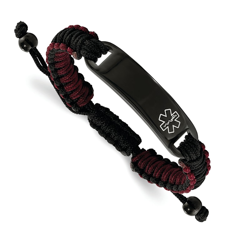 Black and Red Nylon and Stainless Steel Polished Black IP-plated Nylon
Medical ID Bracelet