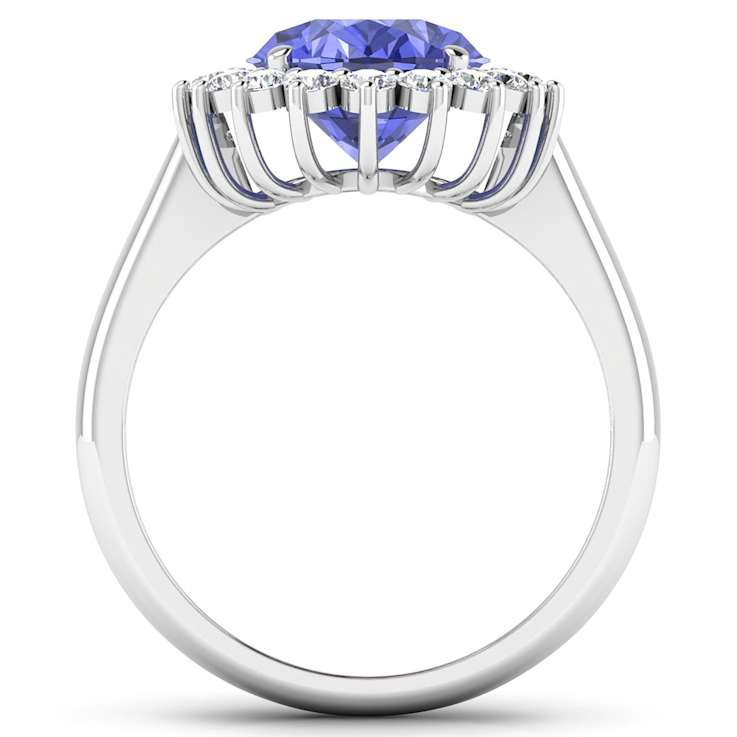 3.97ctw Violet Tanzanite and Diamond 14K White Gold Halo Ring