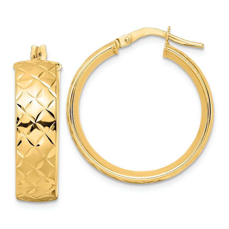 14k Yellow Gold Polished Textured 15/16