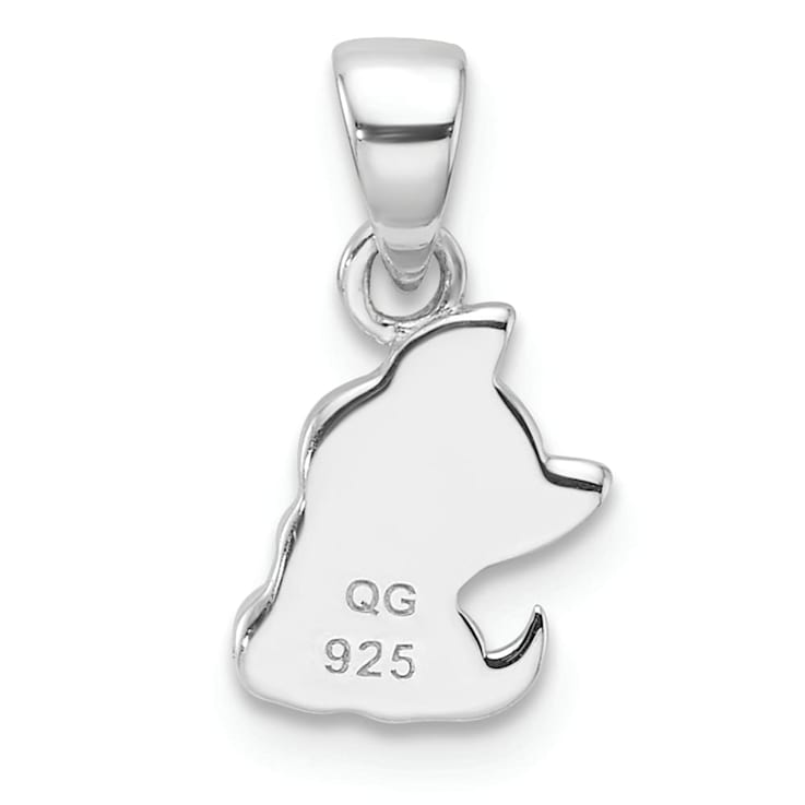 Rhodium Over Sterling Silver Multi-color Enameled Dog Children's Pendant