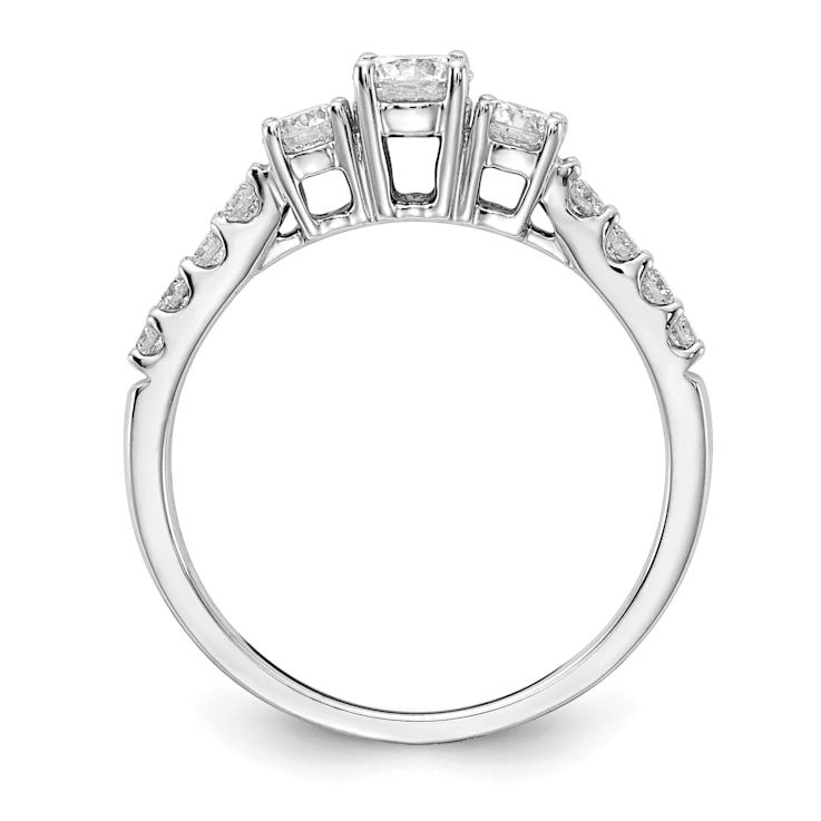 Rhodium Over 14K White Gold Lab-Grown Diamond SI1/SI2, G H I, 3-Stone
Engagement Ring