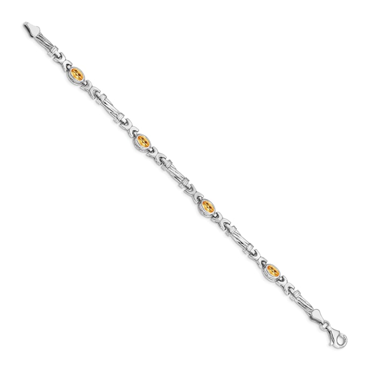 Rhodium Over 14k White Gold Citrine Bracelet