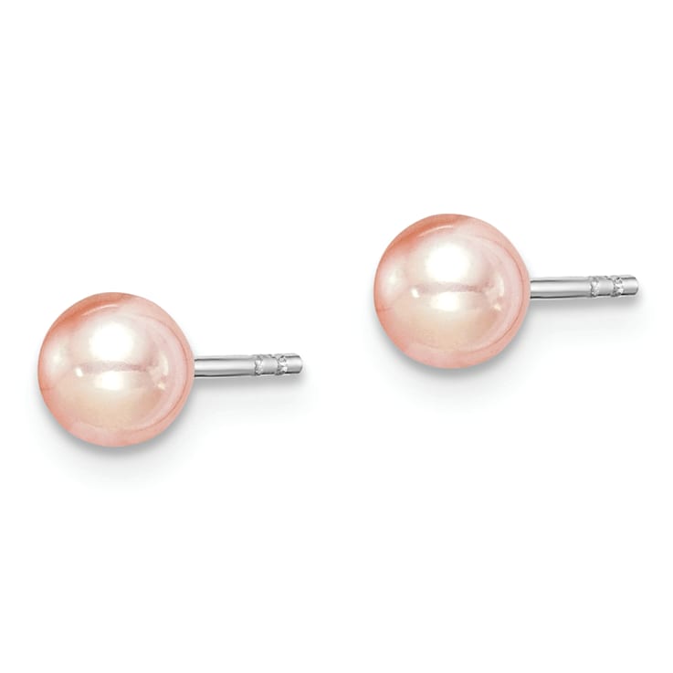 Rhodium Over Sterling Silver 4-5mm White/Pink/Purple FWC Pearl Stud
Earrings Set