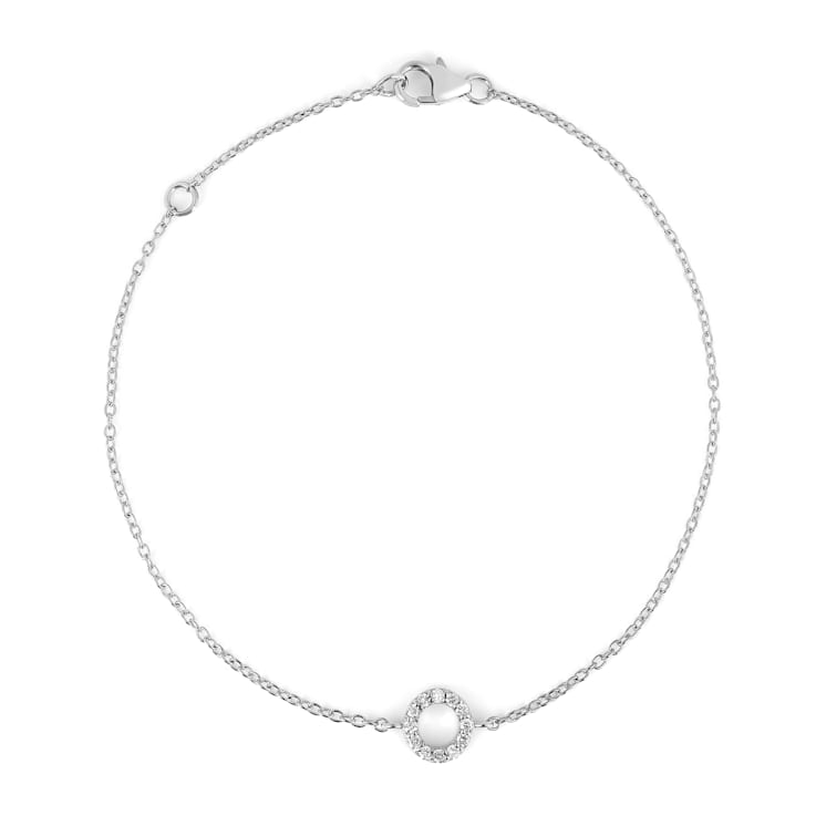 Lab Grown Diamond Rhodium Over Sterling Silver Circle Karma and Luck
Bracelet Bracelet VS-GH