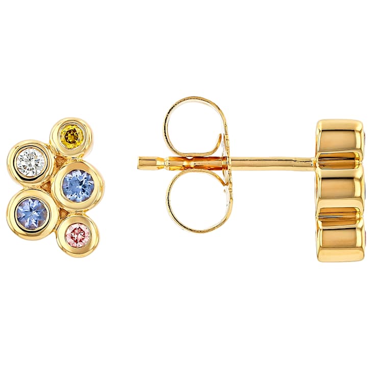 Tanzanite And Lab-Grown Diamond Earrings In 18K Gold Over Sterling
Silver 0.25ctw