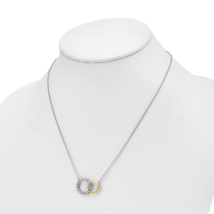 14K Two-tone Gold Lab Grown Diamond SI1/SI2, G H I, Circle Interlocking
18 Inch Necklace 0.41ctw