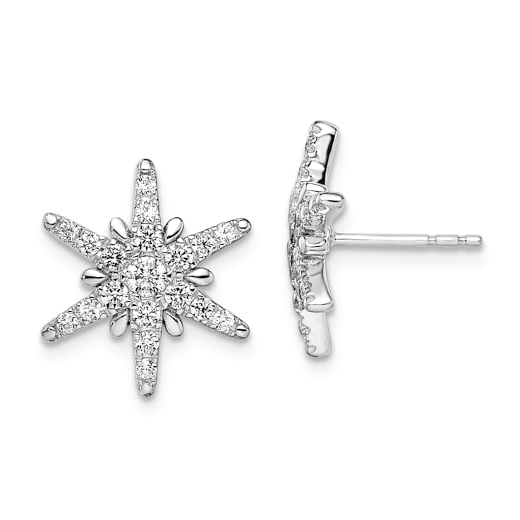 Rhodium Over 14K White Gold Lab Grown Diamond SI1/SI2, G H I, Star Post Earrings