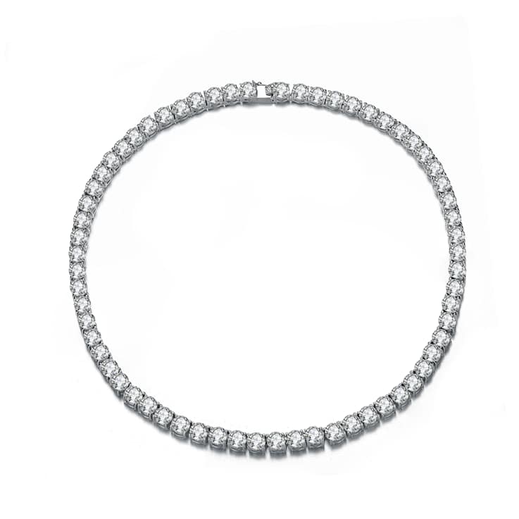 CZ Tennis Necklace In Sterling Silver 16 Inch