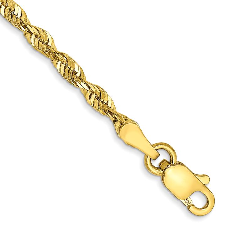 10k Yellow Gold 2.5mm Diamond-Cut Rope Link Bracelet