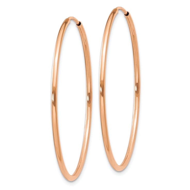 14k Rose Gold 1 3/8" Polished Endless Hoop Earrings