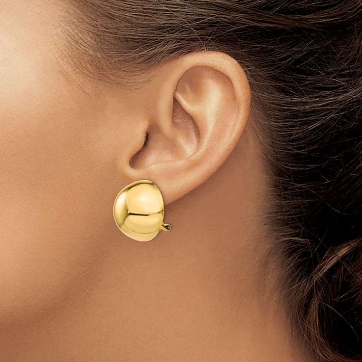 14k Yellow Gold 20mm Half Ball Non-Pierced Stud Earrings