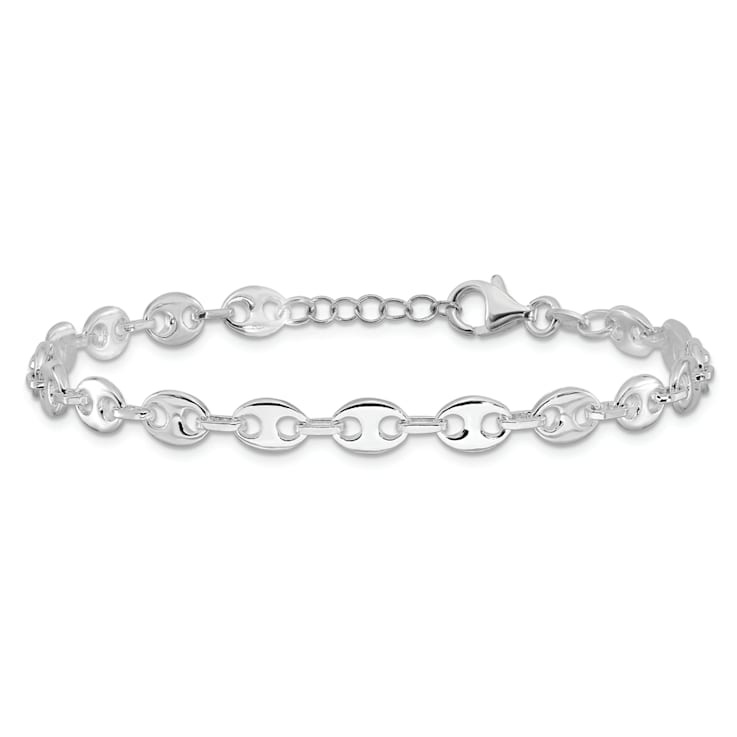 Rhodium Over Sterling Silver 7.25-inch with 0.5-inch Extension Fancy
Link Bracelet