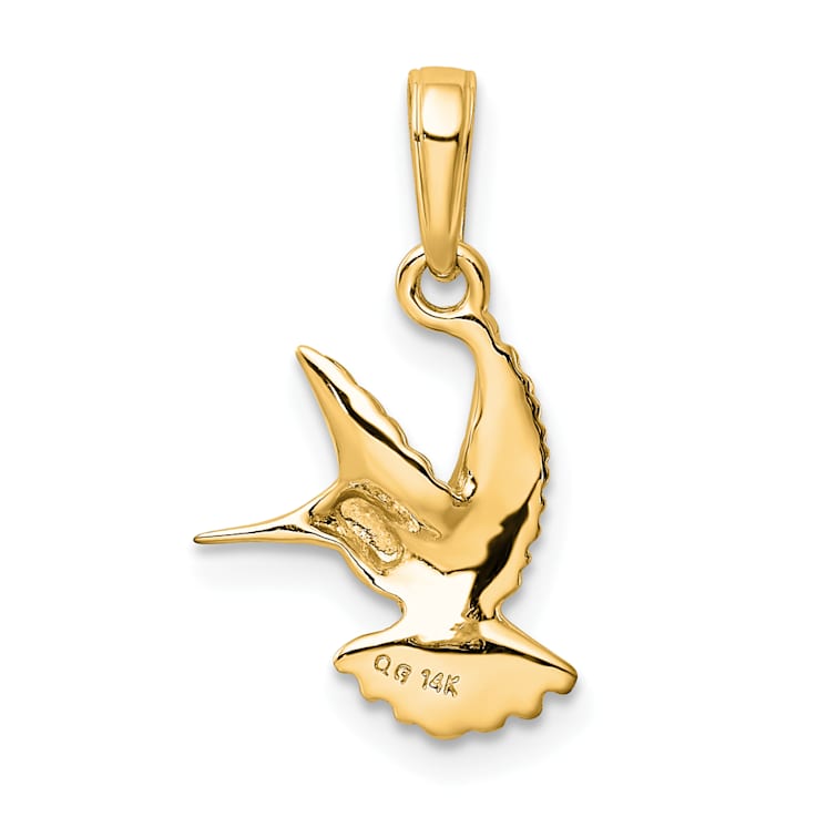 14K Yellow Gold Hummingbird Pendant