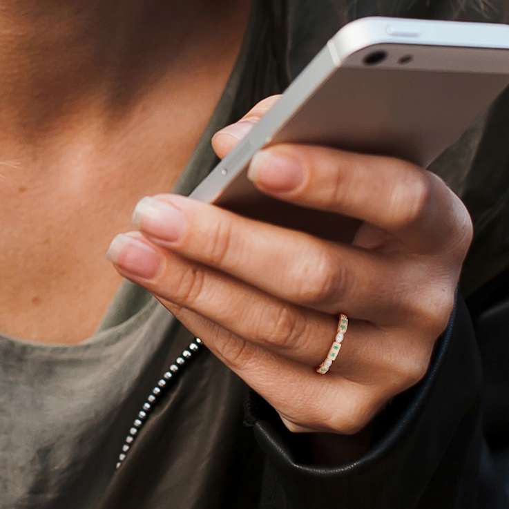 Emerald and Diamond 10K Yellow Gold Ring 0.14ctw