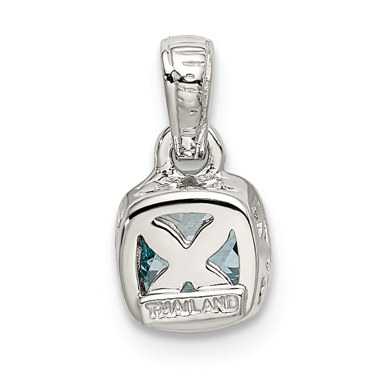 Rhodium Over Sterling Silver with 14k Accent Light Swiss Blue Topaz Pendant