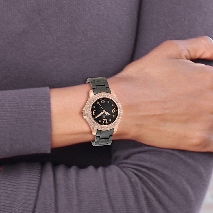 Ladies Charles Hubert Black Ceramic 40mm Watch