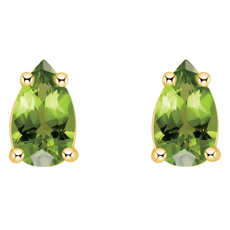 5x3mm Pear Shape Peridot 14k Yellow Gold Stud Earrings