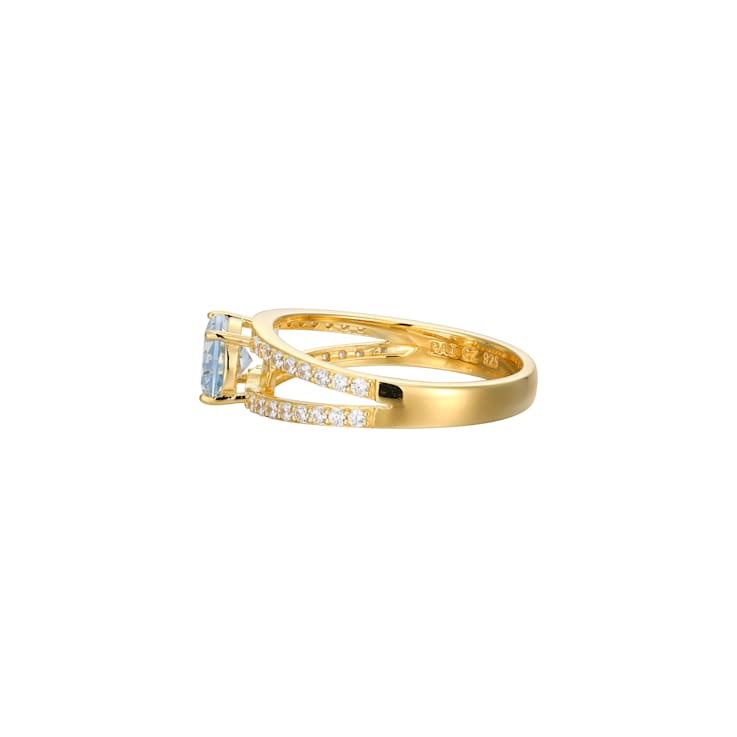 Blue Lab Create Spinel And White Cubic Zirconia 18K Gold Over Silver
Ring 2.47ctw