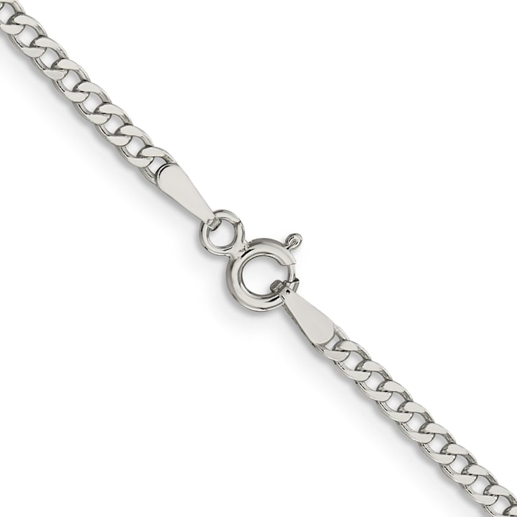 Sterling Silver 2.3mm Beveled Curb Chain Bracelet