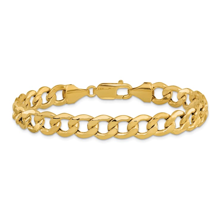 14k Yellow Gold 9mm Curb Link Bracelet, 7 Inches