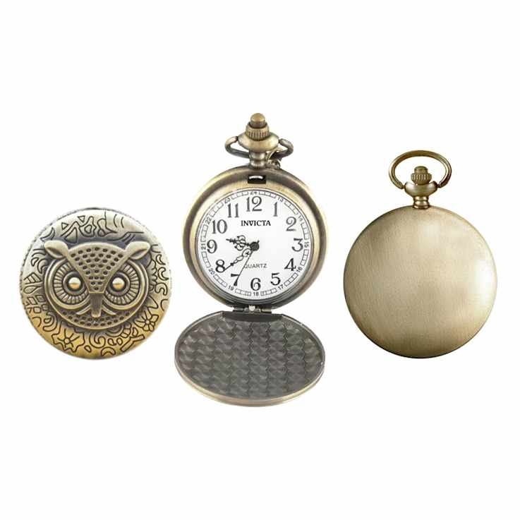 Invicta Vintage 47mm Owl Design Quartz Pocket Watch