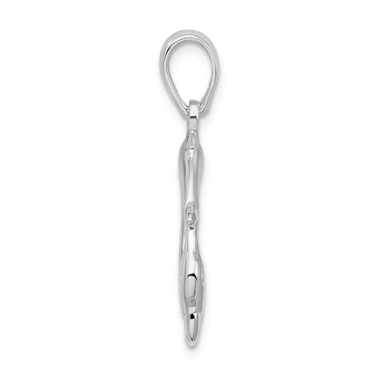 Rhodium Over Sterling Silver Polished 3 Dolphin Circle Pendant