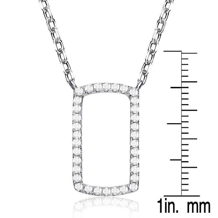 CZ Rectangle Station Necklace In Sterling Silver 16 Inch
