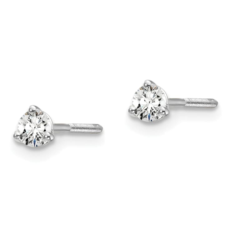 14K White Gold Lab Grown Diamond 1/5ctw VS/SI GH Screw Back 3-Prong Earrings