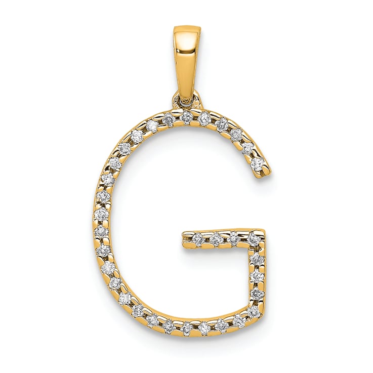 14K Yellow Gold Diamond Letter G Initial Pendant