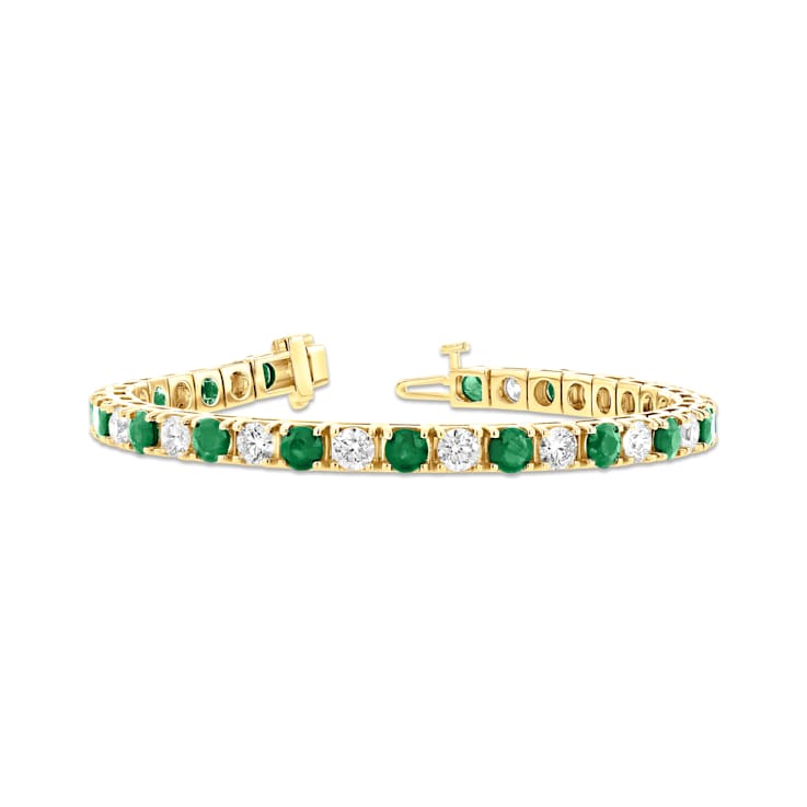 6.25ctw Emerald and Diamond Bracelet in 14k Yellow Gold