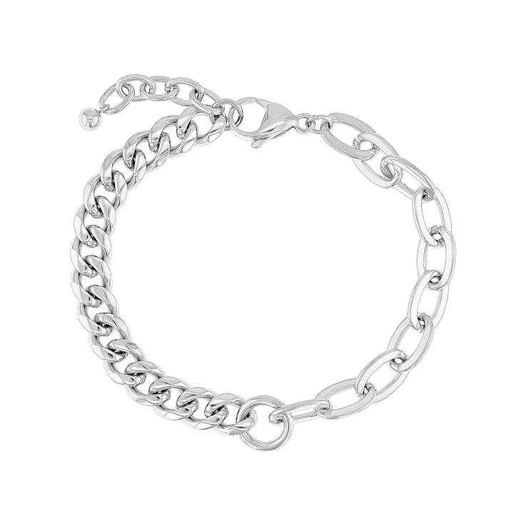 Multi-Link Bracelet With Extender In Silver-Tone