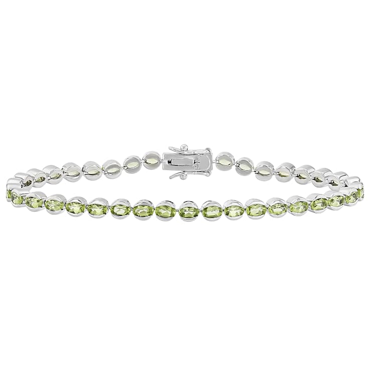 Oval Peridot Tennis Bracelet In Sterling Silver 7.40ctw