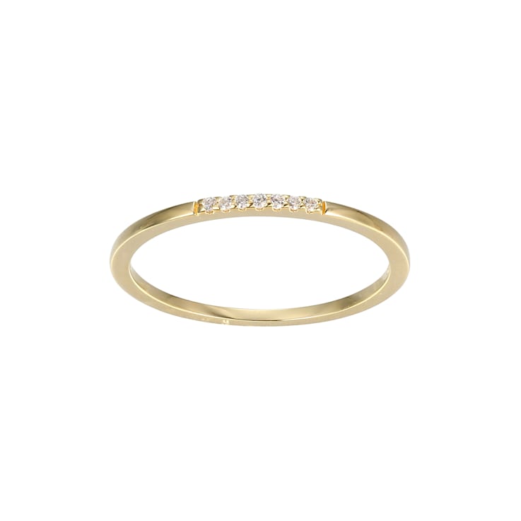 White Cubic Zirconia 18k Yellow Gold Over Sterling Silver Ring 0.05ctw