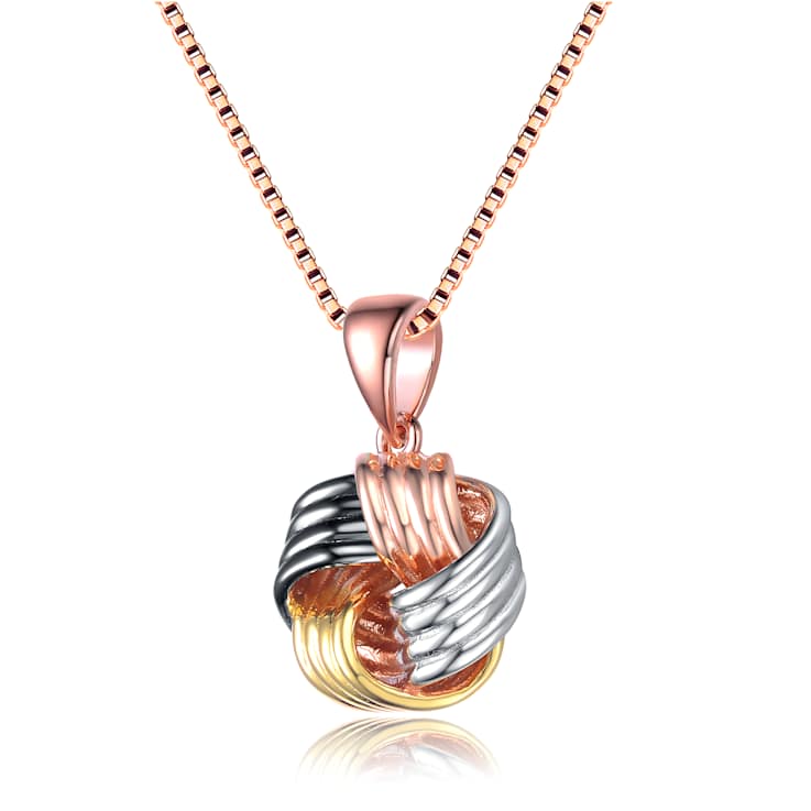 Knot Pendant Necklace In 18K Rose Gold Over Sterling Silver