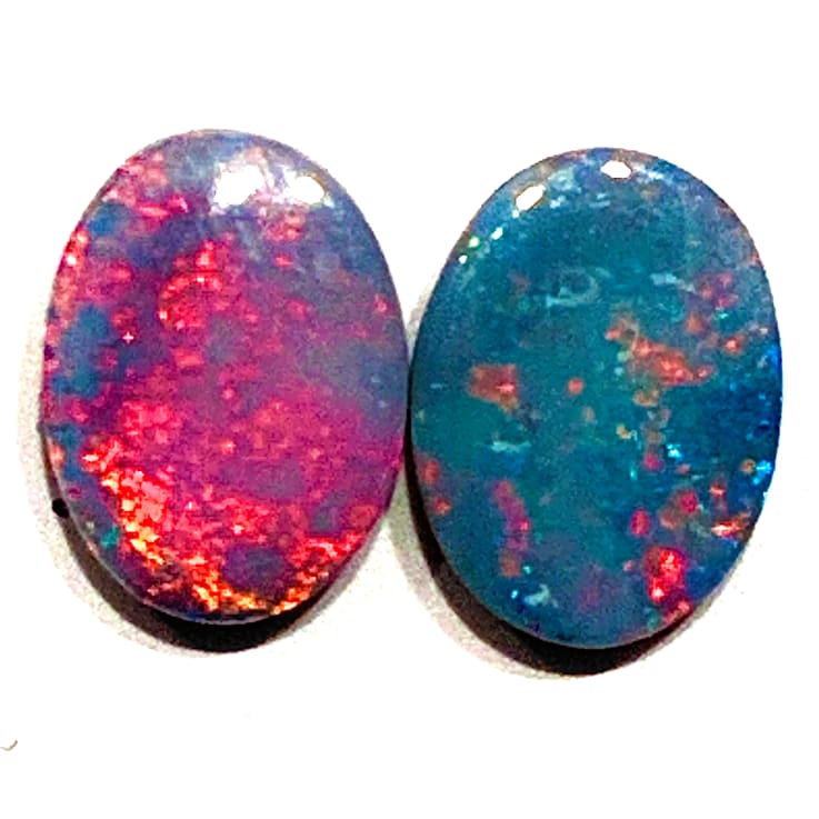 Opal on Ironstone 8x6mm Oval Doublet Set of 2 1.60ctw