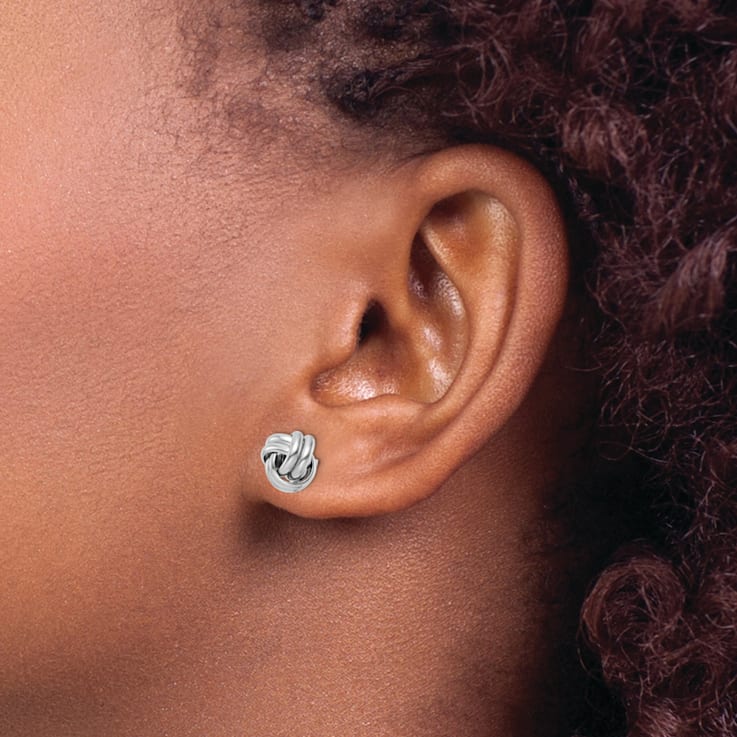 Rhodium Over Sterling Silver Post Polished Love Knot Earrings