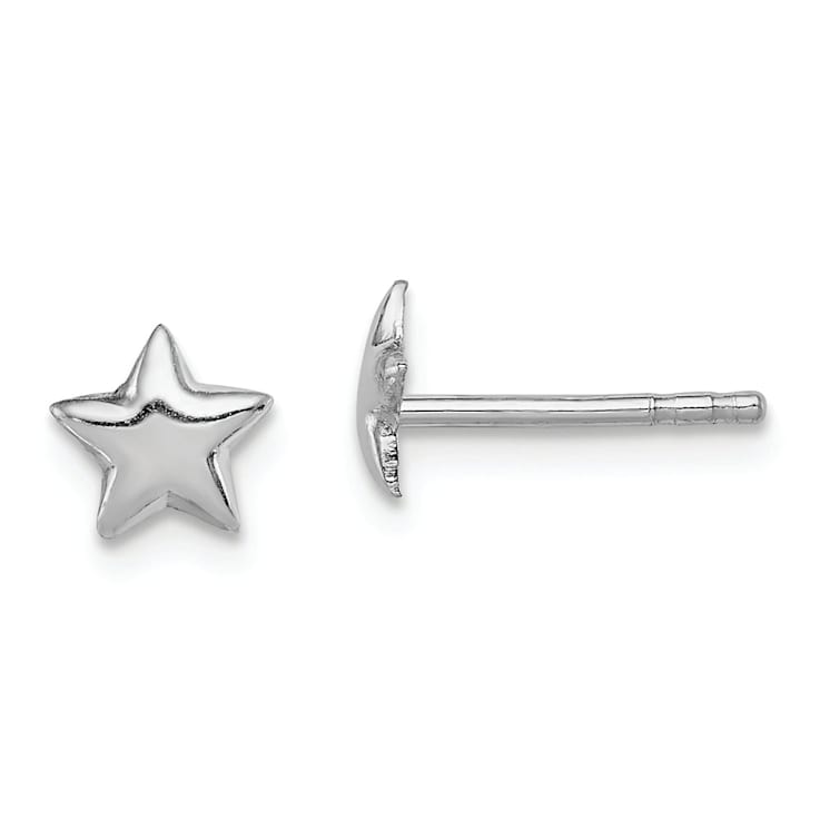 Rhodium Over Sterling Silver Star Children's Post Earrings