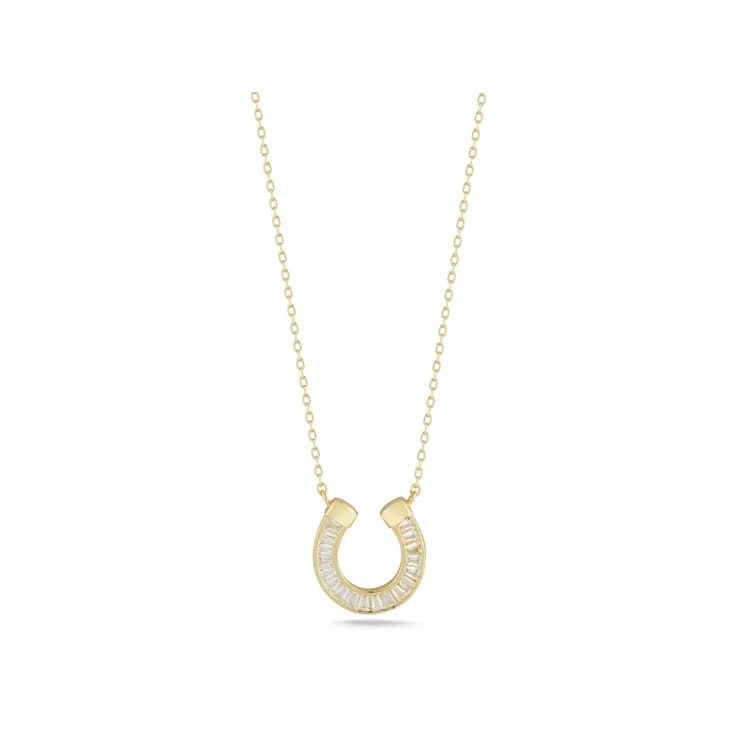Sterling Statements 14K Yellow Gold Over Sterling Silver CZ Horseshoe Necklace