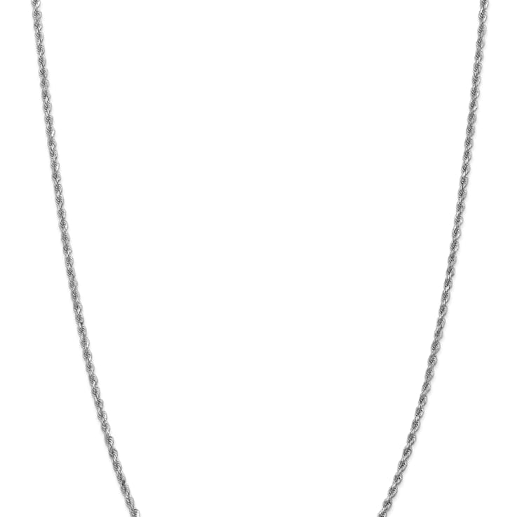 14k White Gold 2.25mm Diamond Cut Rope Chain 26 Inches