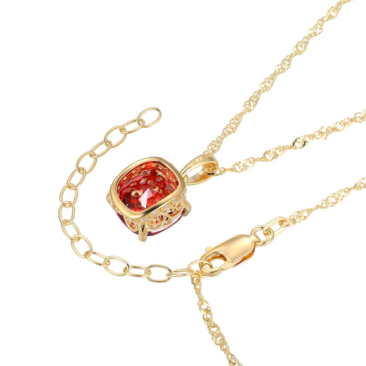 Red And White Cubic Zirconia 18k Yellow Gold Over Silver January
Birthstone Pendant 7.23ctw
