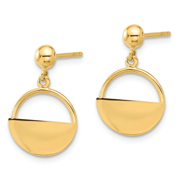 14k Yellow Gold Polished Contemporary Dangle Earrings