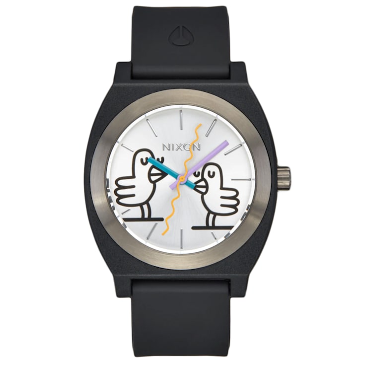 Nixon Women's Time Teller Duck Design Dial Black Strap Watch