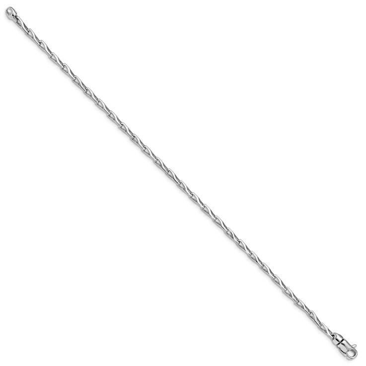 Rhodium Over 14k White Gold 2.75mm Hand-polished Fancy Link Bracelet