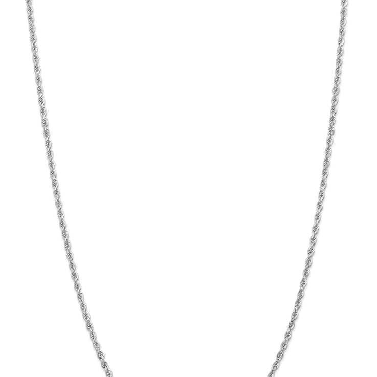 Rhodium Over 14k White Gold 2.75mm Solid Diamond-Cut Quadruple Rope Chain